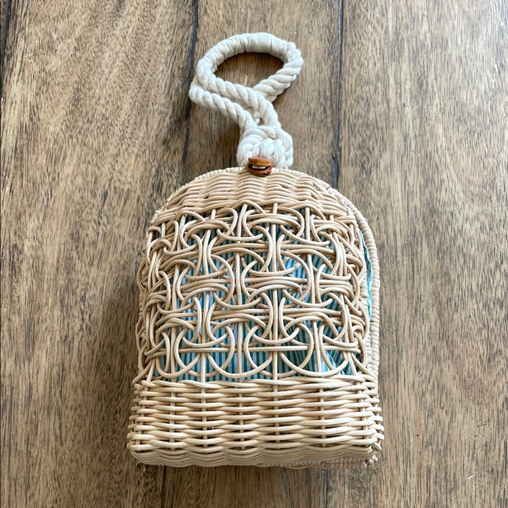 Anthropologie Wicker Basket Woven Clutch with Rope Handle!